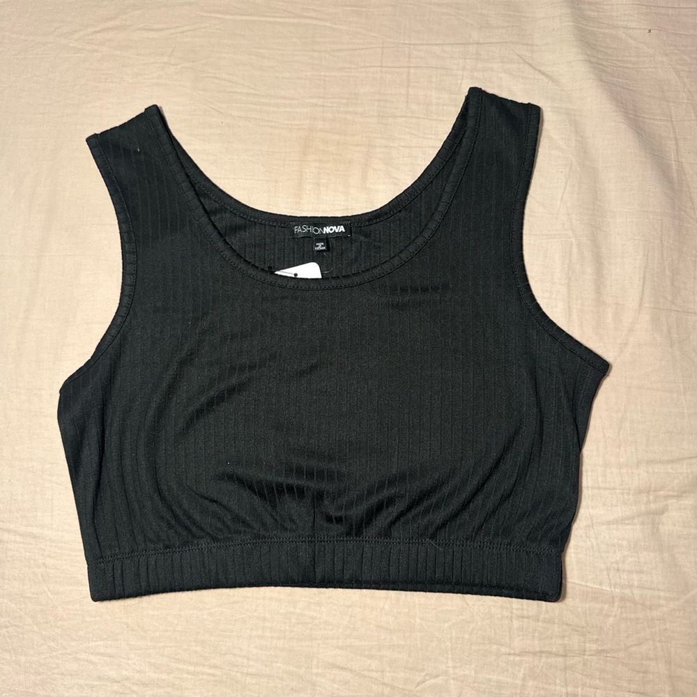 Fashion Nova Sleek Black Crop Top